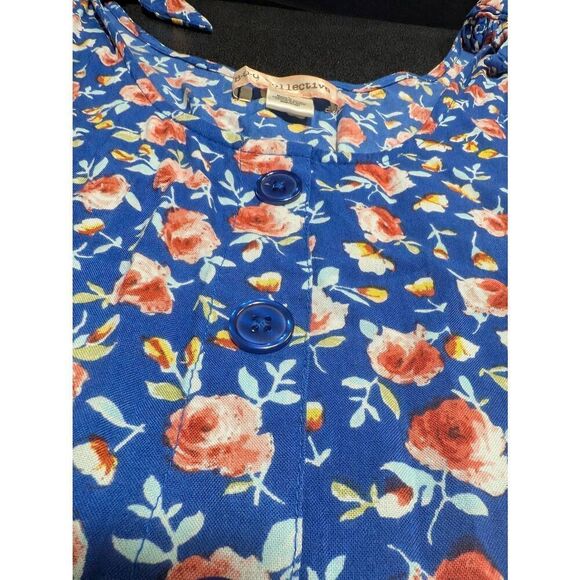 BOG Collective Mini Dress Bold Floral Print Lace Detail Adjustable Straps  Women - Picture 3 of 5